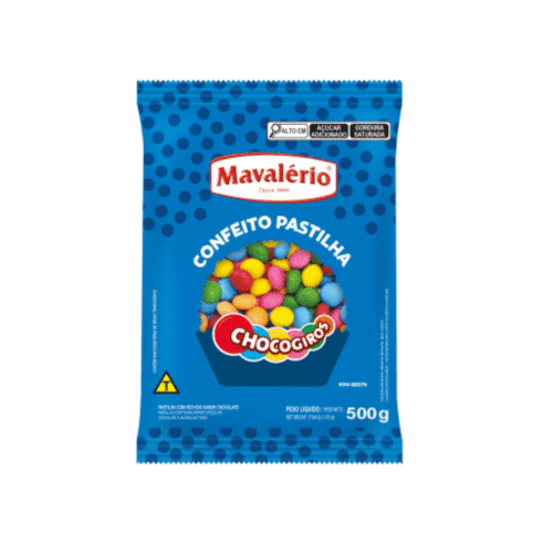 Chocogiros Colorido Mini Pastilhas Confeitadas Sabor Chocolate Mavalério 500g