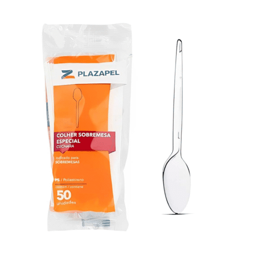 Colher Sobremesa Especial Transparente Plazapel c50und