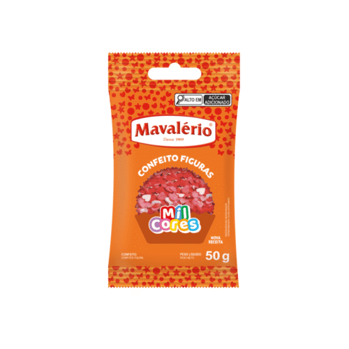 Confeito Figura Coração 50g Mil Cores Mavalério