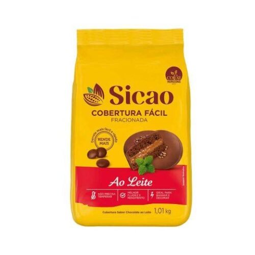 Cobertura Fracionada Sabor Chocolate Ao Leite Sicao Fácio 1,01Kg