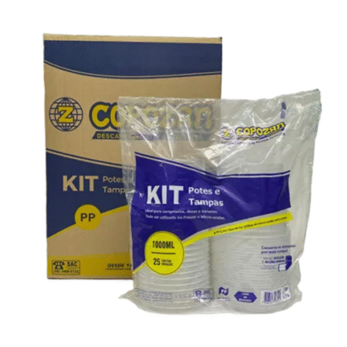 Kit Pote Redondo Freezer e Micro 1000ml Copozan C25und