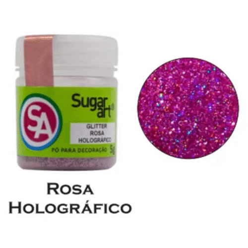 Glitter Rosa 3D Holográfico Sugar Art 5g