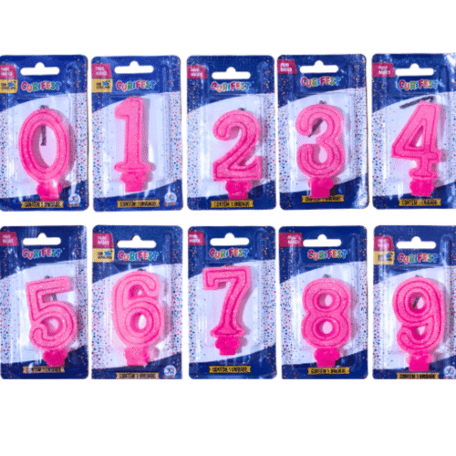 Vela Simples Numero Rosa